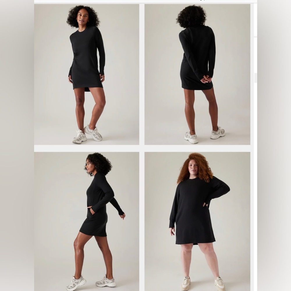 NWT Athleta Coaster Luxe Sweatshirt Dress size M, black